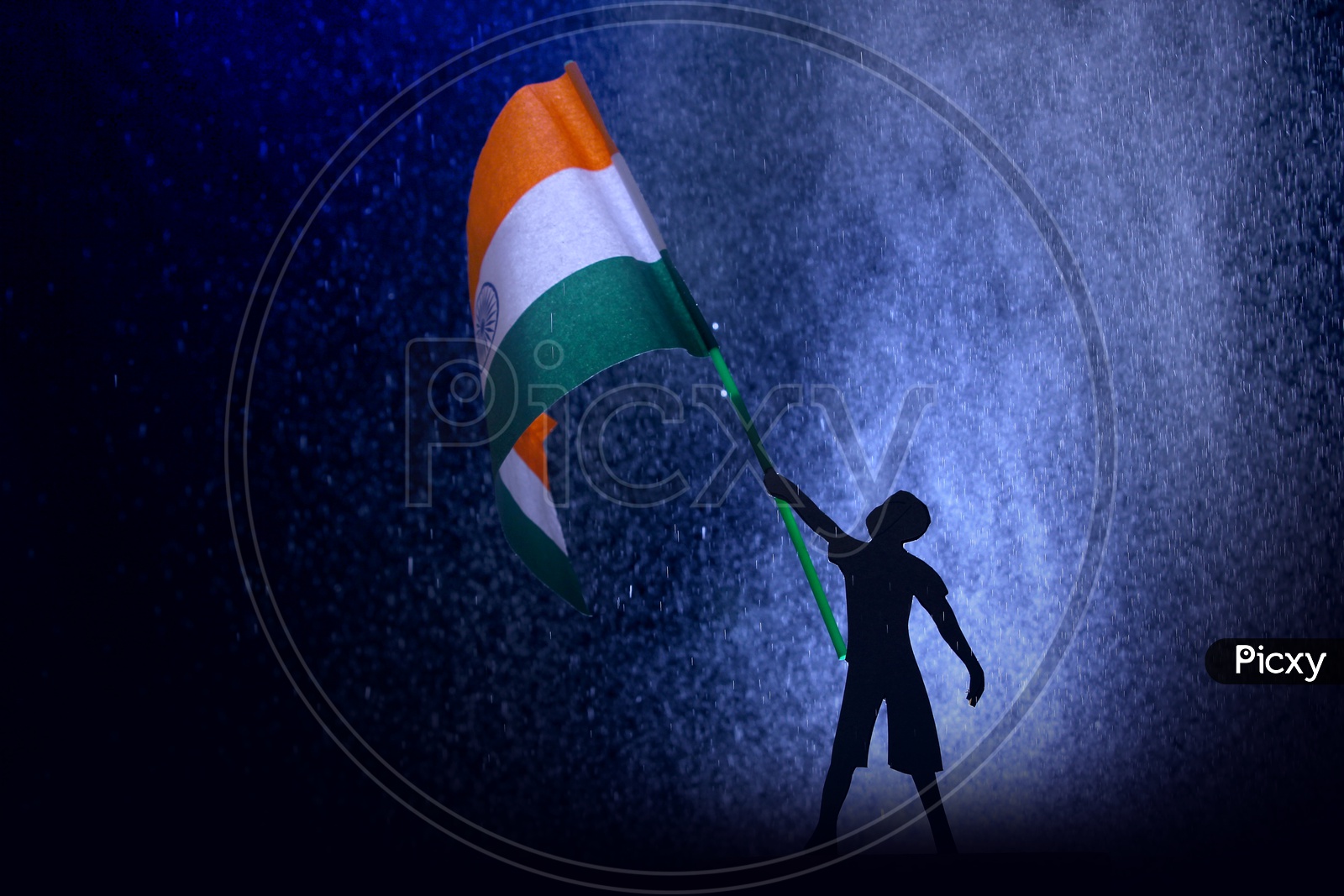 Boy holding Indian flag