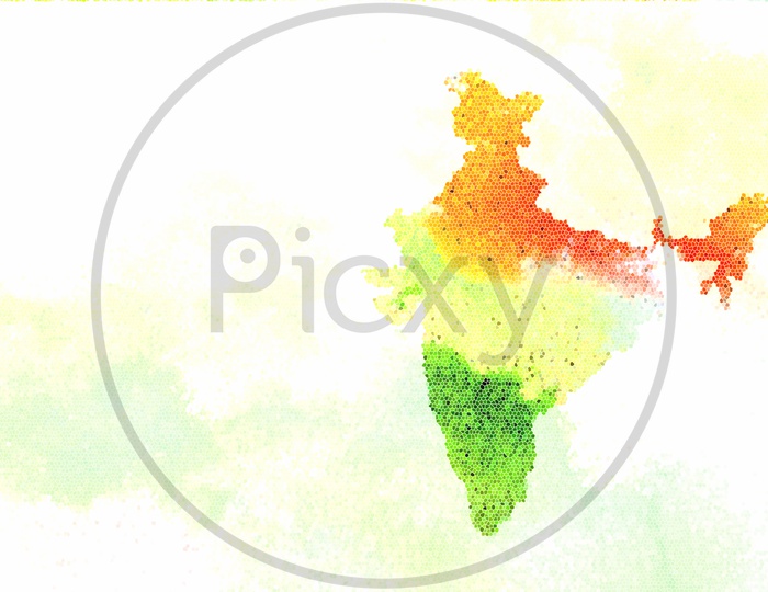 Creative India map with tri colors