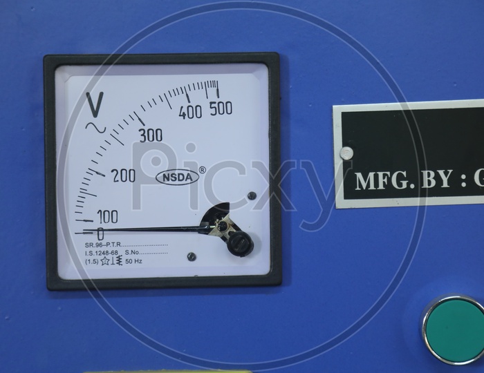 Voltmeter with blue background