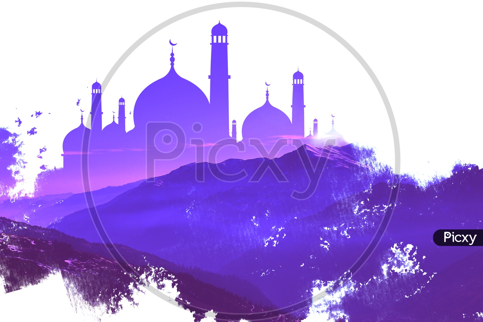 Purple color Creative Wall paper with a Mosque