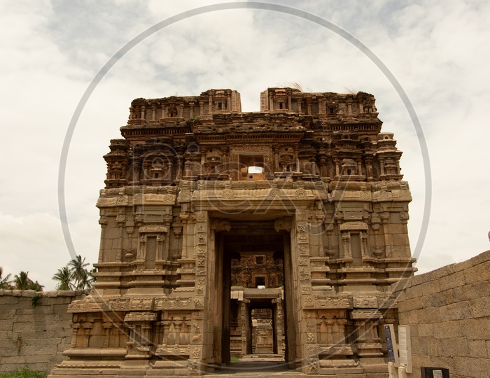 The entrance of a temple in Hampi.