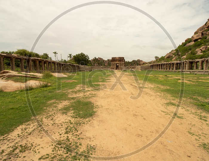 The path to the temple in hampi.