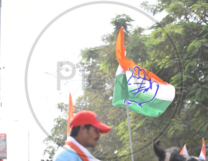 BJP Party Flag Mounted On a Car