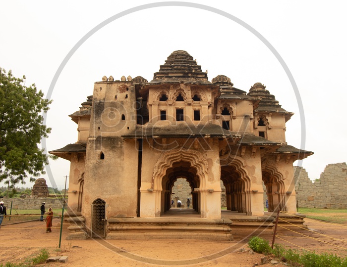 A Temple architecture in hampi And Visiting travellers