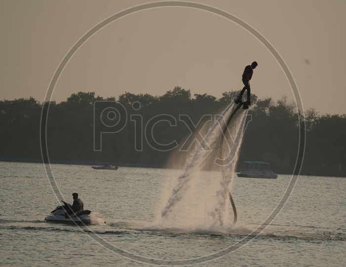 Water Hover Boarding at Amaravati Air Show 2018 or Vijayawada Air Show