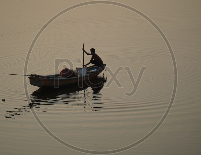 Fisherman Boat in Krishna River
