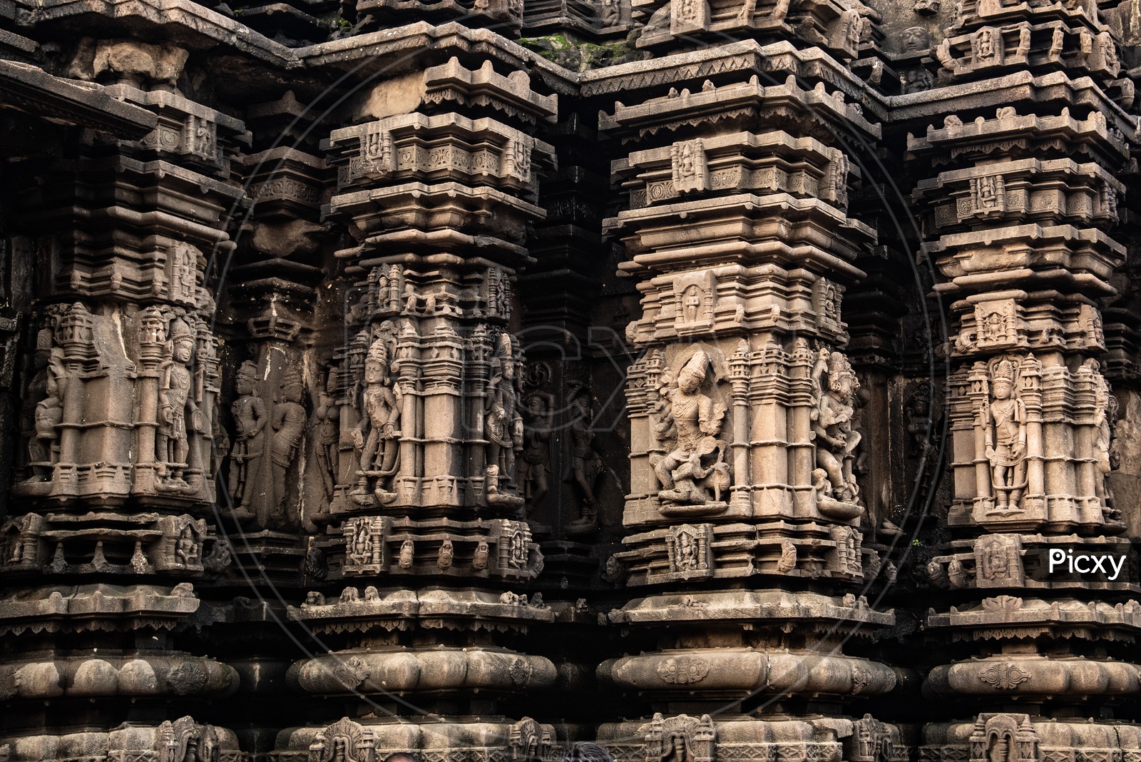 Engraved architecture on walls of Ambernath Shiv Mandir