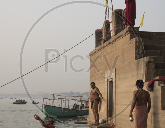 Devotees Praying to Ganga River at Varanasi