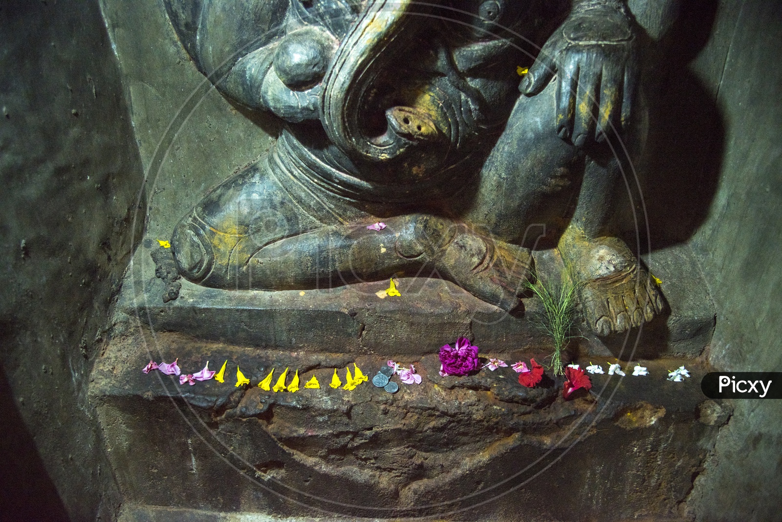 Ganesh Idol in Undavalli caves.