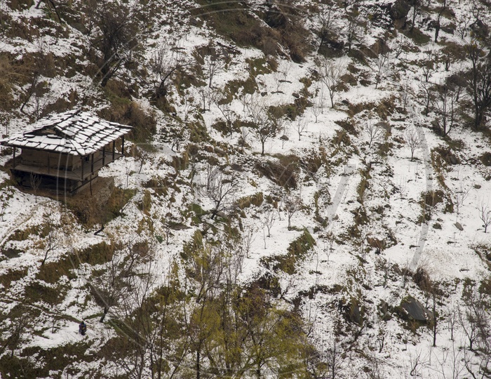 Snow Covered House in Manali