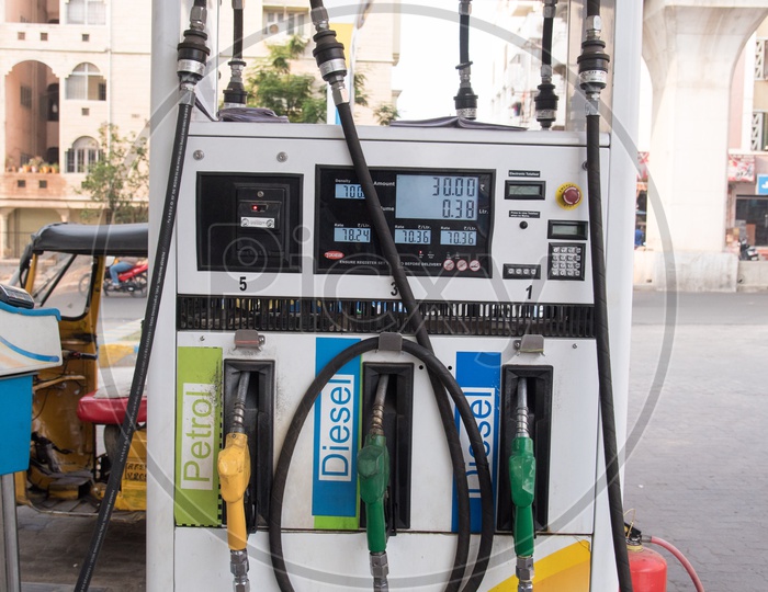 Petrol and Diesel Dispenser at a Fuel Station