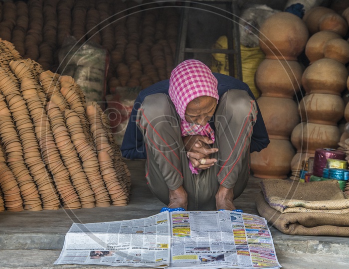 Man Reading Newspaper, Varanasi