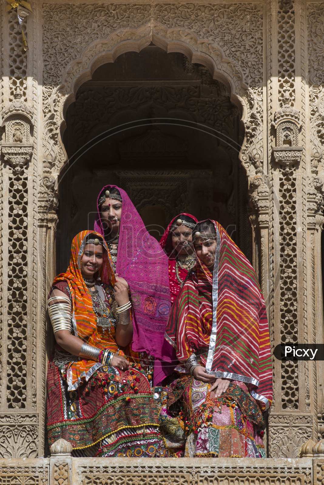 Rajasthani Women in Traditional Attire at Patwa Haveli