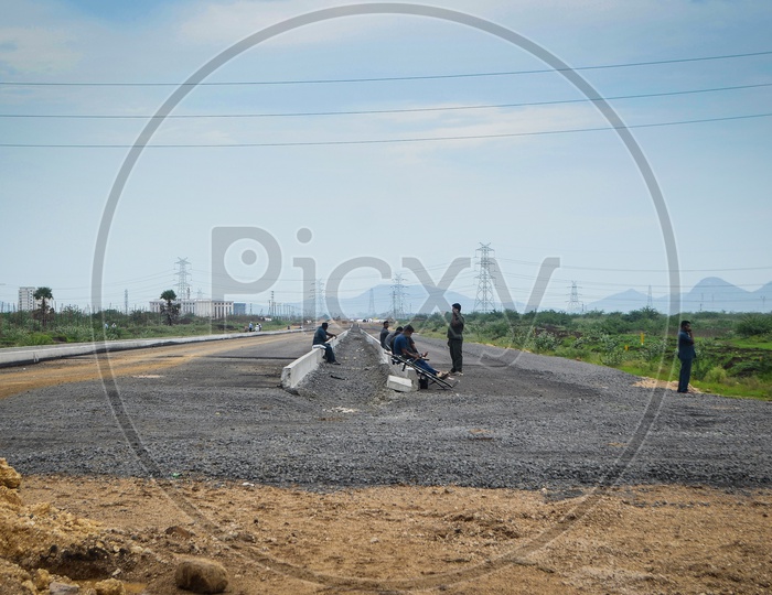 Inavolu road construction in Amaravathi region.