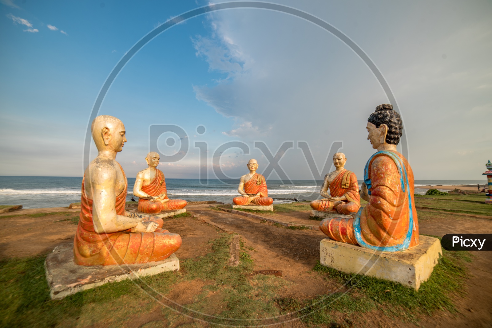 budha statues at bheemli beach