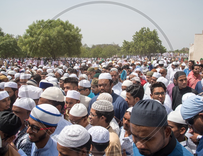 Prayer meet at Qutb Shahi Tombs during Eid in Hyderabad