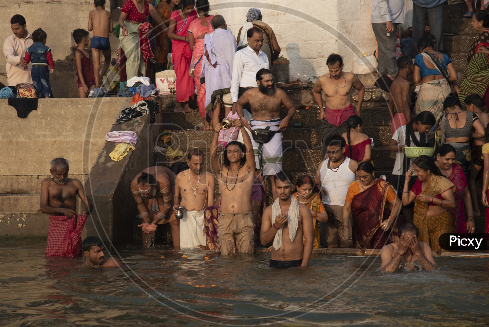 Devotees taking dip in River Ganga