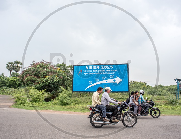 Vision 2025 sign boards in steel plant