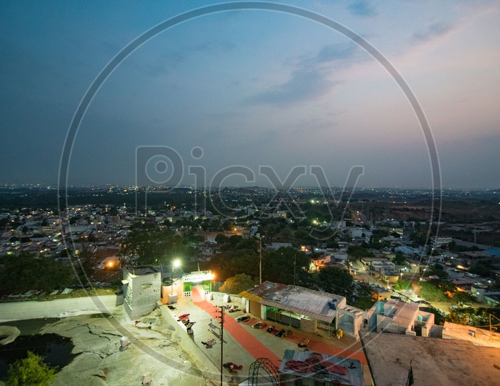 Early morning view of Hyderabad from Pahadi Shareef Dargah