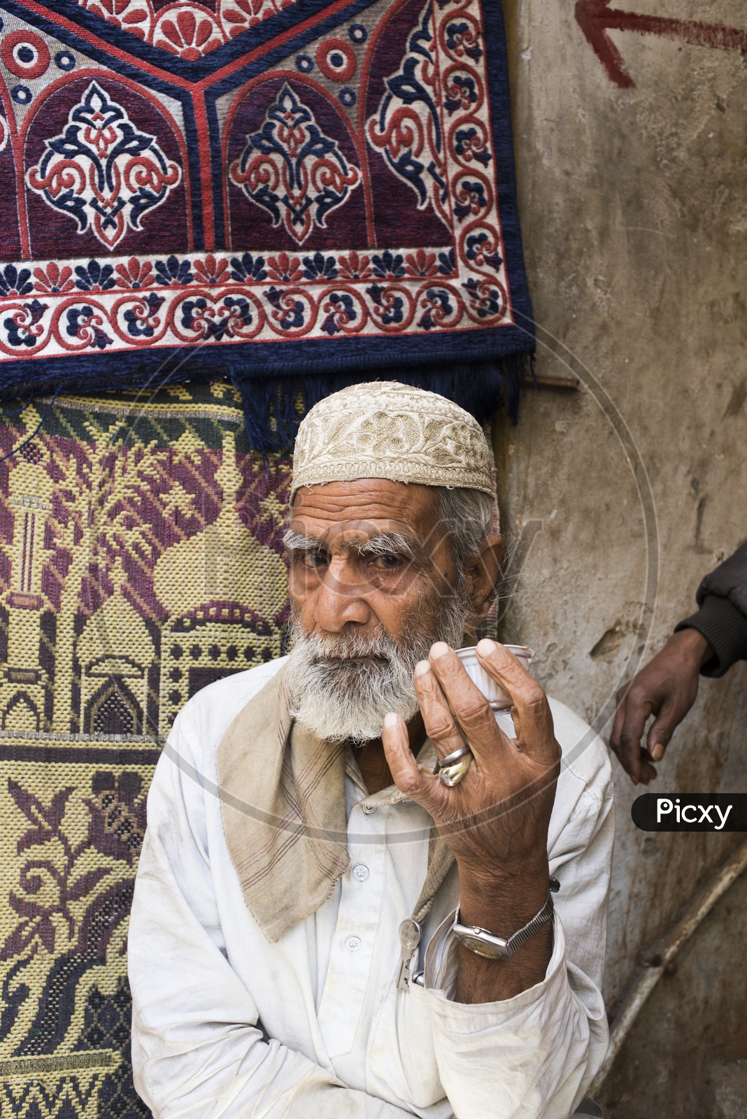 Old Muslim Man Drinking Tea, Ajmer