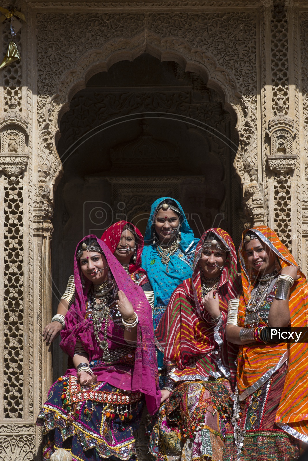 Rajasthani Women in Traditional Attire at Patwa Haveli