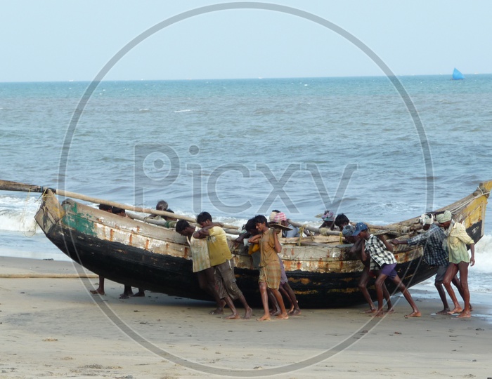 Fishermen Boats at Uppada Beach