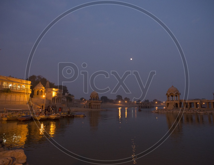 Night view of Gadisar Lake, Jaisalmer