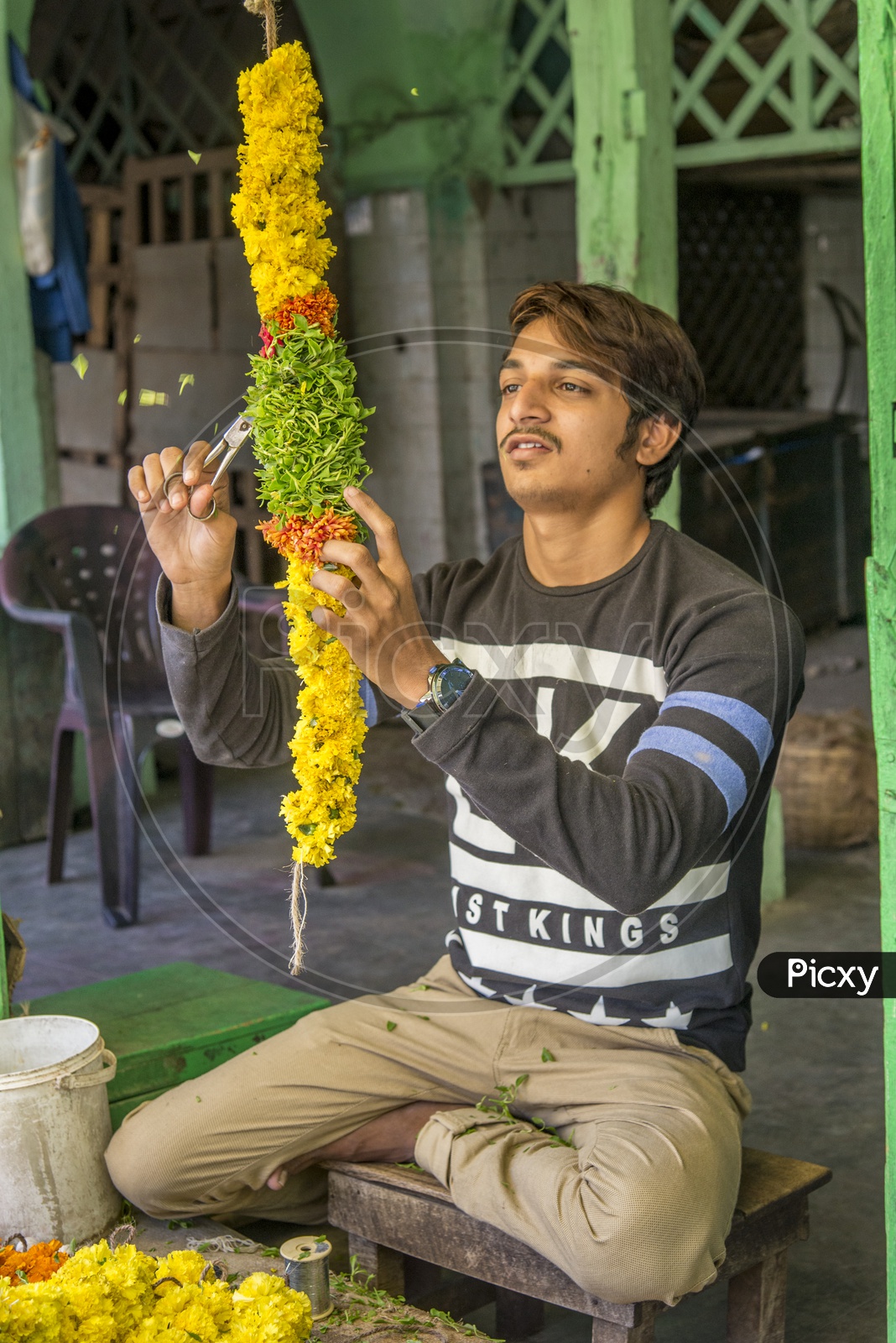 Flower Vendor in Monda Market, Hyderabad