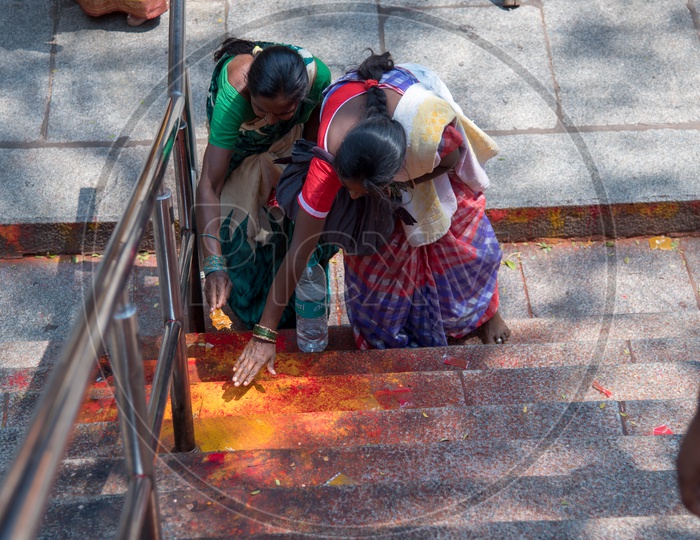 couple of women at mokalla mitta/mokalla parvatham, tirumala walk way