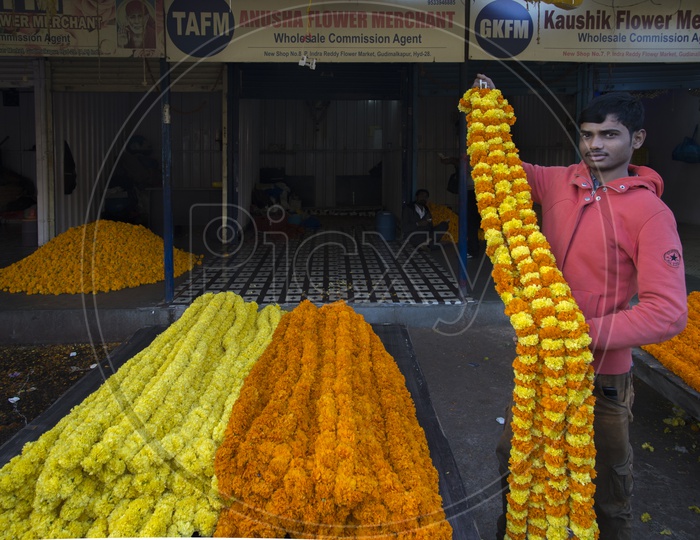 Flower Vendor at Gudimalkapur Flower Market