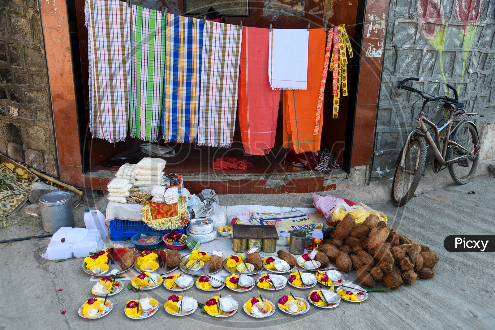 Offering and Clothes for pooja at Ram Ghat in Ujjain