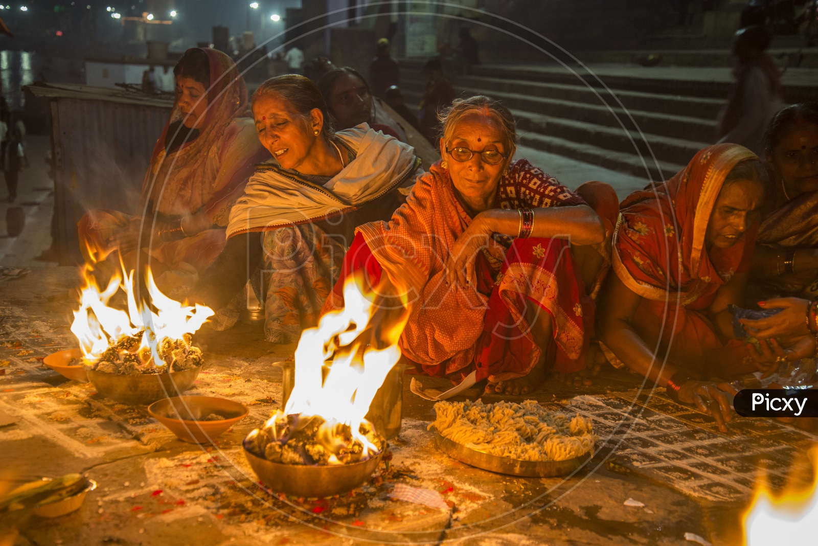 Devotees praying at Varanasi