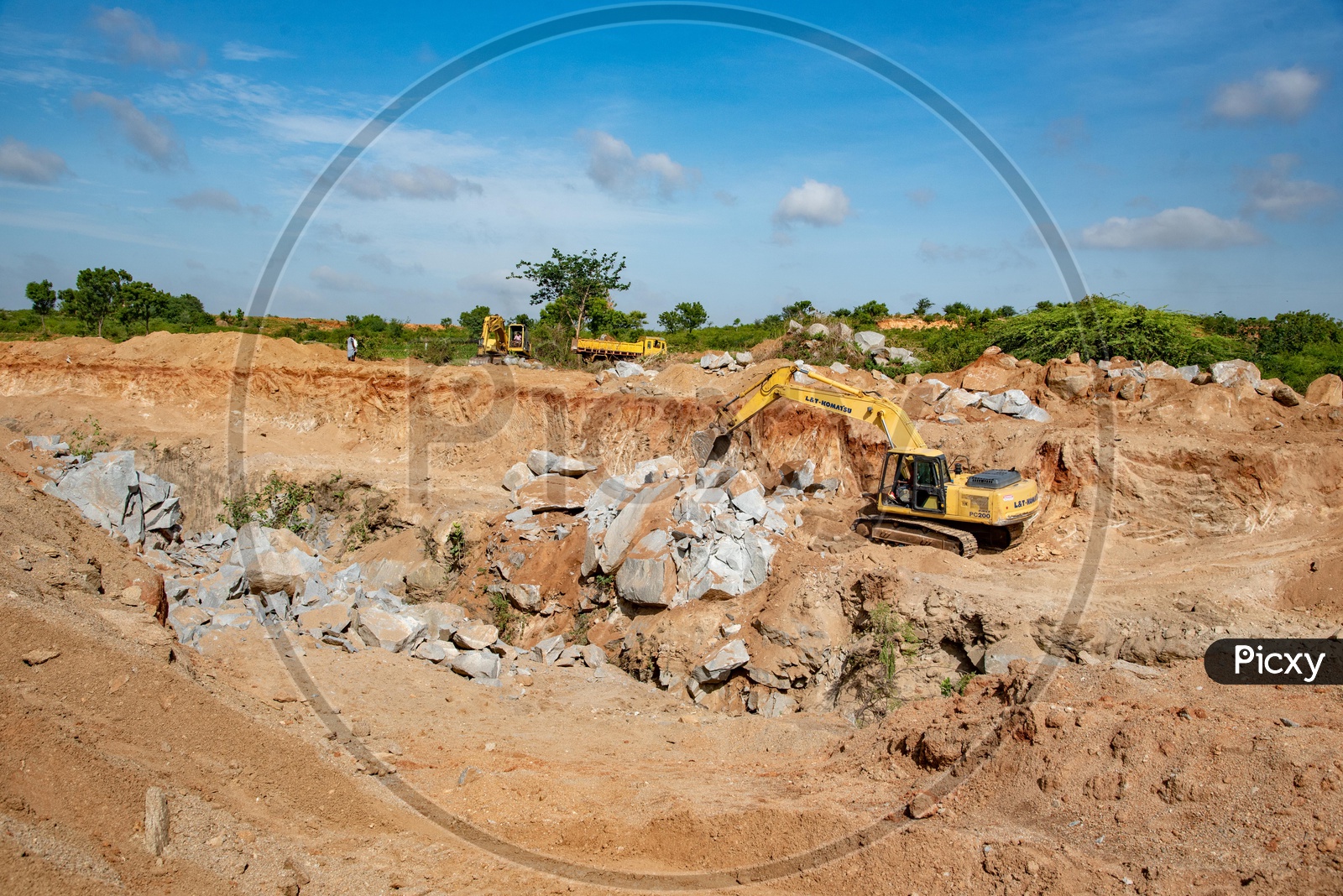 Excavation works at a village near Peddagudem Village