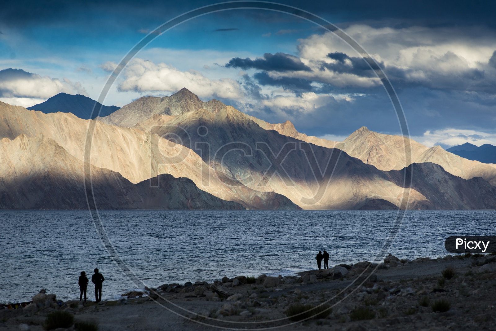 Tourists at Pangong Lake, Ladakh