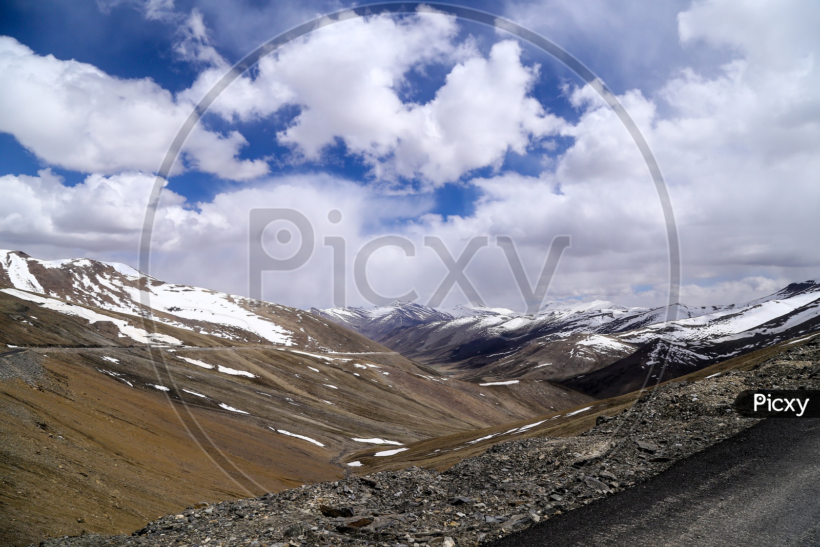 Snow Capped Mountains, Leh to Manali Highway