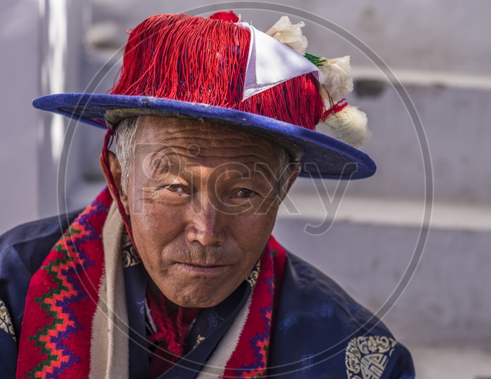 Old Man in Traditional dress of Nako Village, Spiti valley