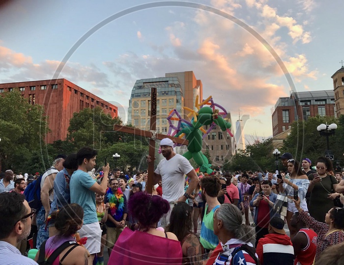 LGBT Activists vs Conservative Christian in Manhattan at Pride Parade