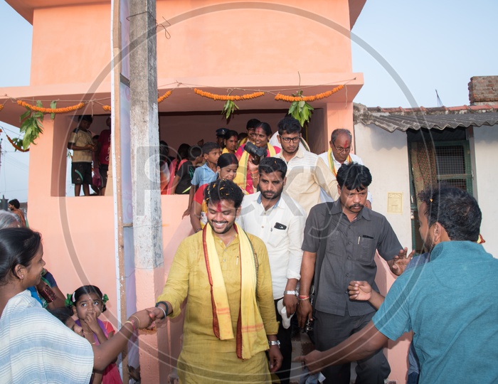 Ram Mohan Naidu,MP Srikakulam,  talking to the locals of Telukunchi,Ichapuram.