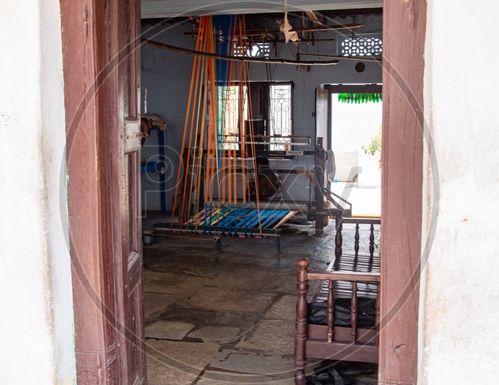 View of a weavers house from outside in Pochampally village.