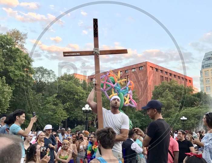 LGBT Activists vs Conservative Christian in Manhattan at Pride Parade