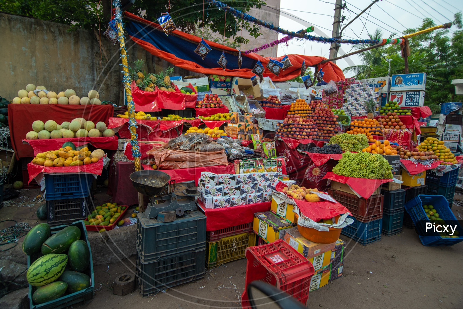 Fruit vendor open at early morning during Ramadan for Suhoor