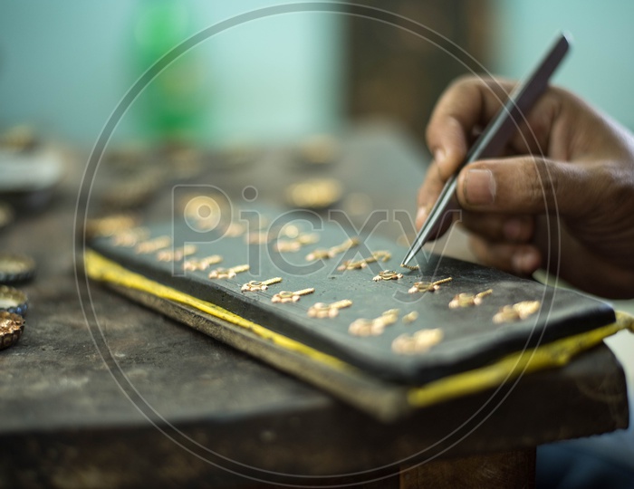 Making of Gold Ear Rings, Mangalagiri.