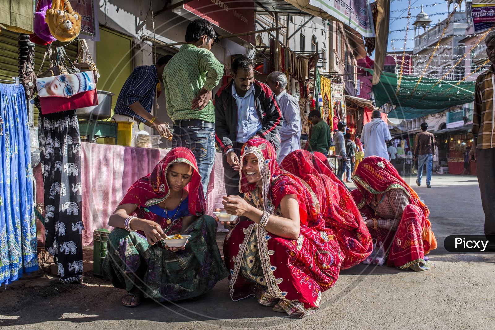 Smiling Rajasthani Women in Traditional Attire, Pushkar Streets