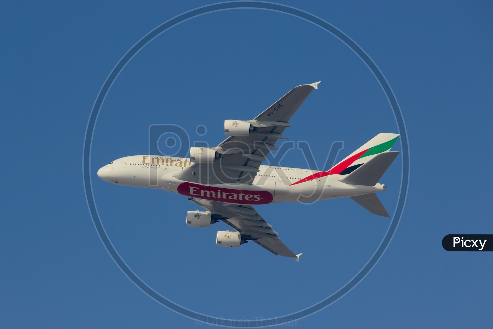 Emirates Airbus A380 climbing out of Dubai