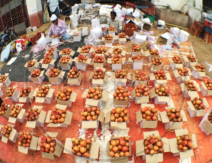 Fresh Pomegranates/Fruit Market/Farmer's Market/Raithu Bazar/Rythu Bazar