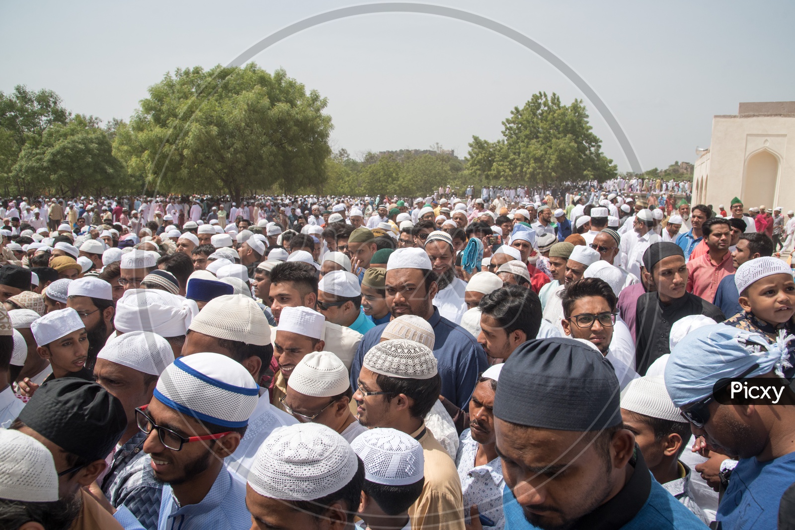 Prayer meet at Qutb Shahi Tombs during Eid in Hyderabad