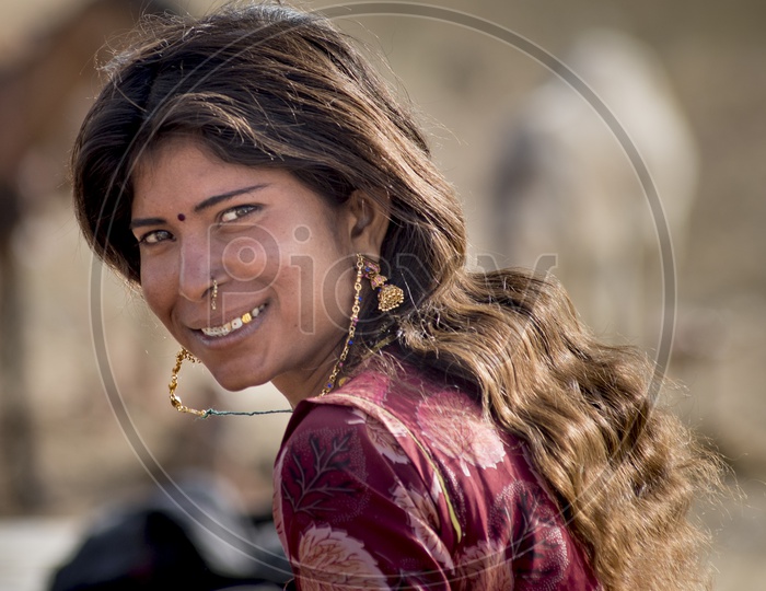 Smiling Rajasthani Girl in Nagaur Cattle Fair