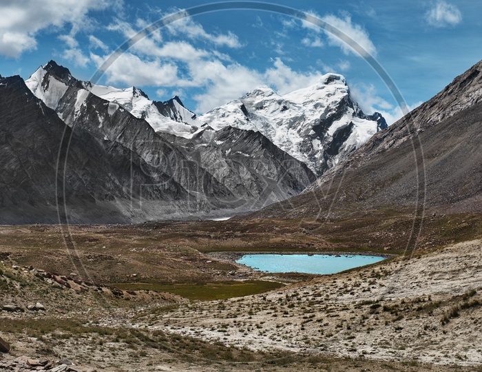 The Himalayas and a beautiful lake