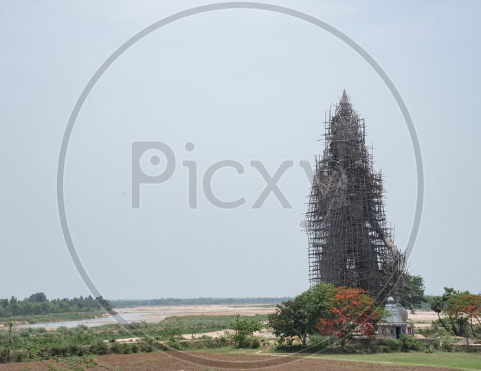 Lord Hanuman statue being built at Vamsadhara River Banks, Madapam,Srikakulam.