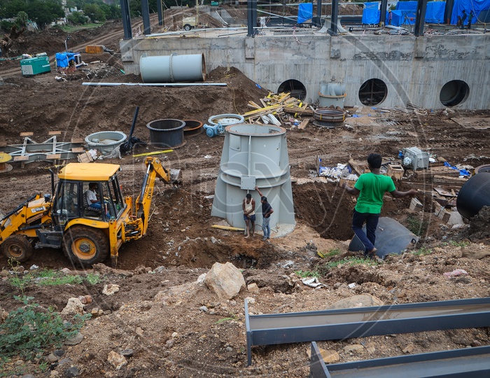 Water pump house construction site